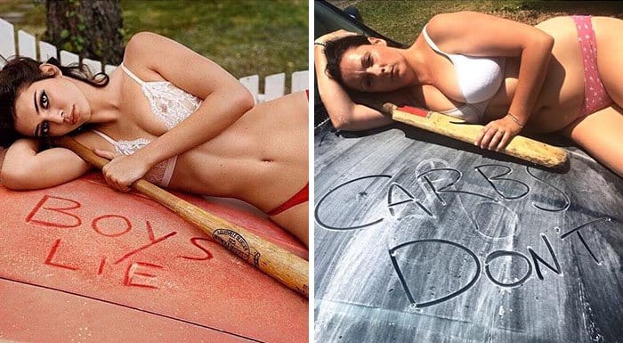 Comedienne Hilariously Recreates Celebrity Instagram Photos boys lie carbs dont