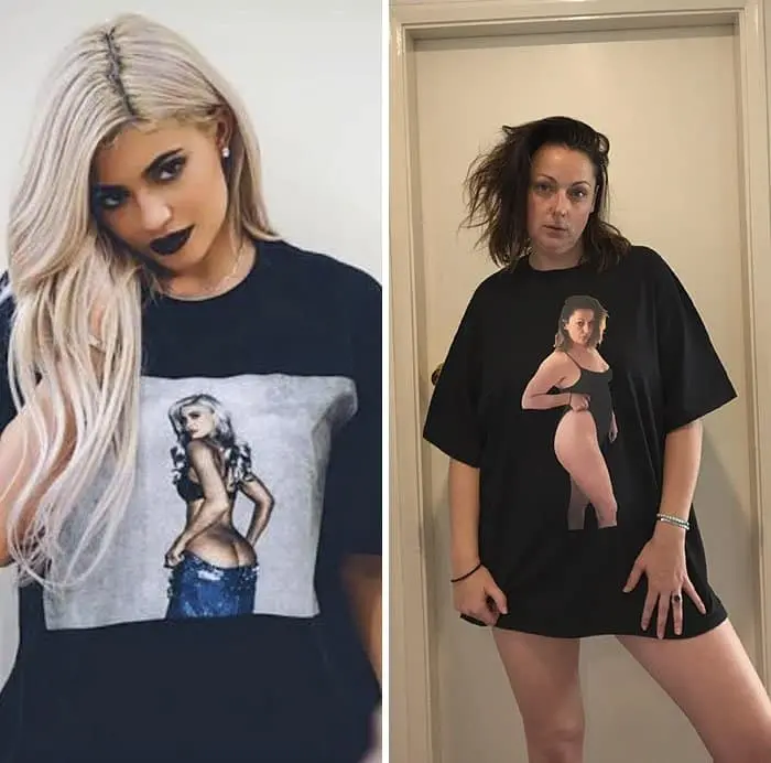 Comedienne Hilariously Recreates Celebrity Instagram Photos tshirt with picture of self