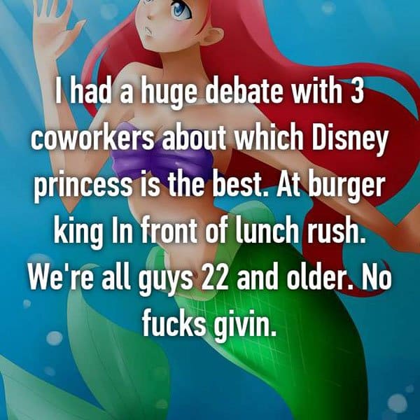 Confessions From Fast Food Workers disney princess debate