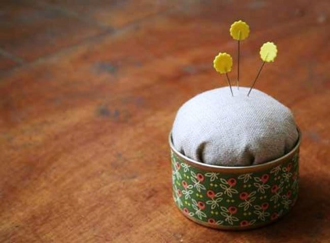 Creative Ways To Transform Tin Cans pin cushion