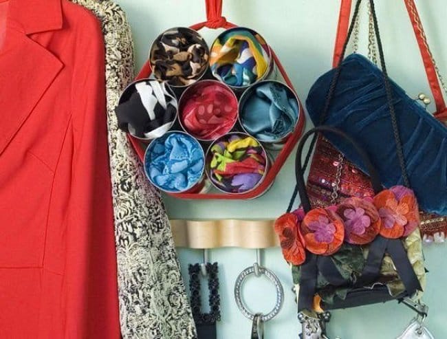 Creative Ways To Transform Tin Cans scarves and shawl organiser