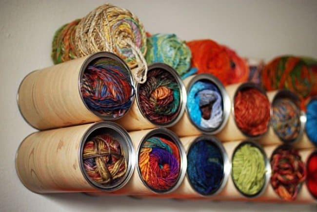 Creative Ways To Transform Tin Cans yarn storage