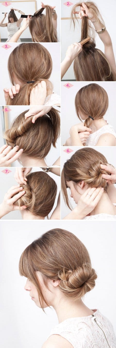 Easy Hairstyles asymmetrical chignon