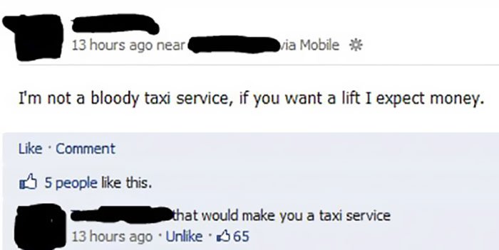 Facepalm Moments taxi service expect money