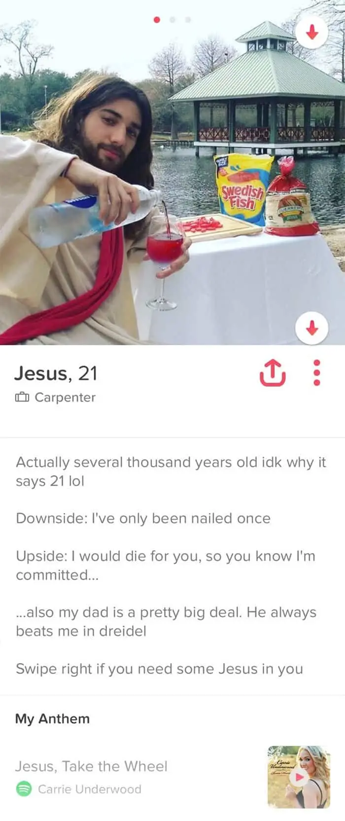 Funny Tinder Profiles jesus