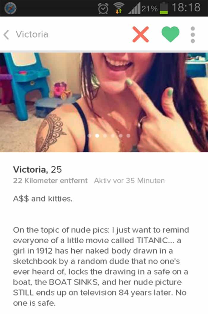 Funny Tinder Profiles titanic