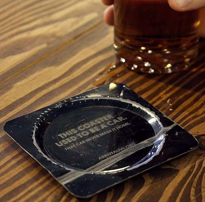 Genius Bars And Restaurants coasters made from cars