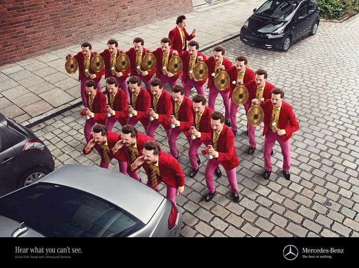 Genius Examples Of Advertising hear what you cant see mercedes