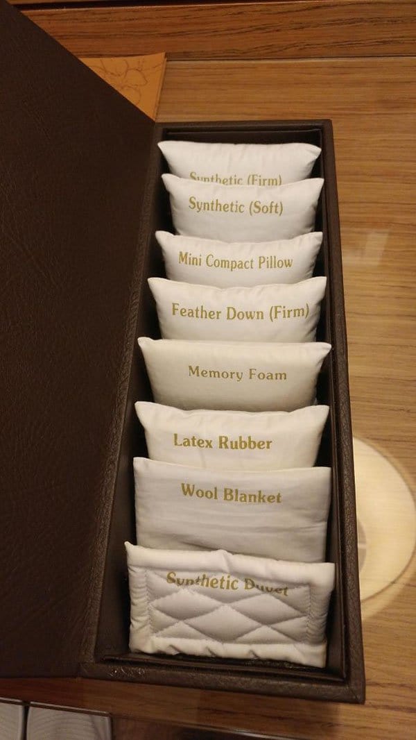 Genius Hotels pillow menu