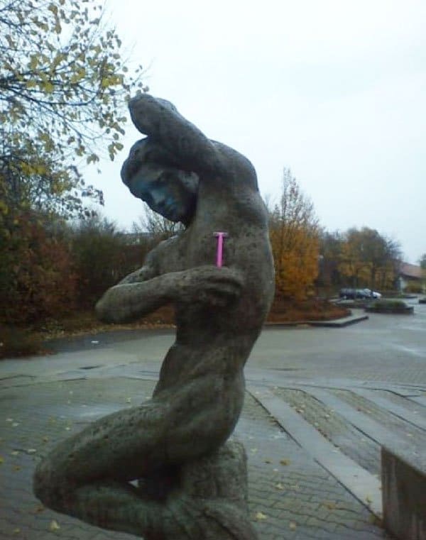 Genius Vandalism sculpture shaving