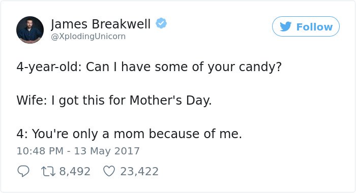 Hilarious Parenting Tweets youre only a mom because of me