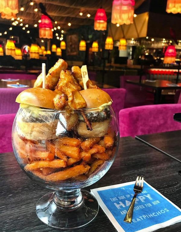 Hipster Restaurants Went Too Far With Food Serving burger and chips in glass