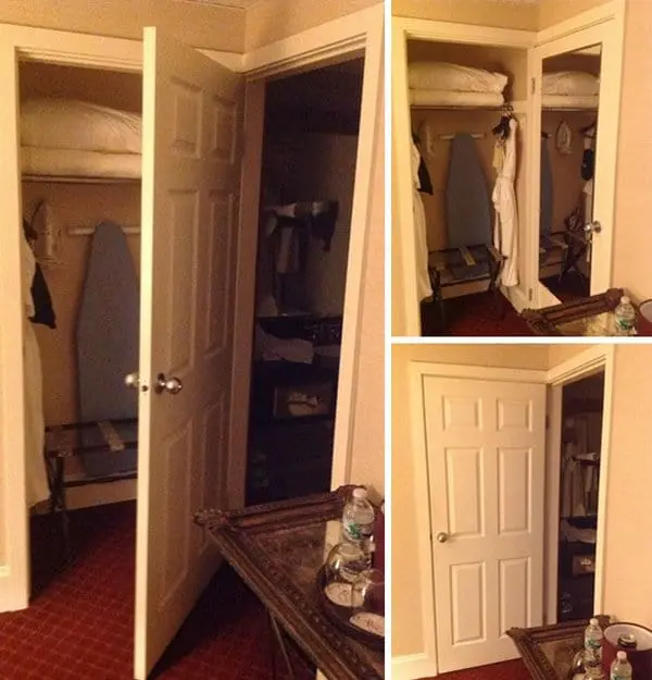 Hotel Fails closet bathroom shared door