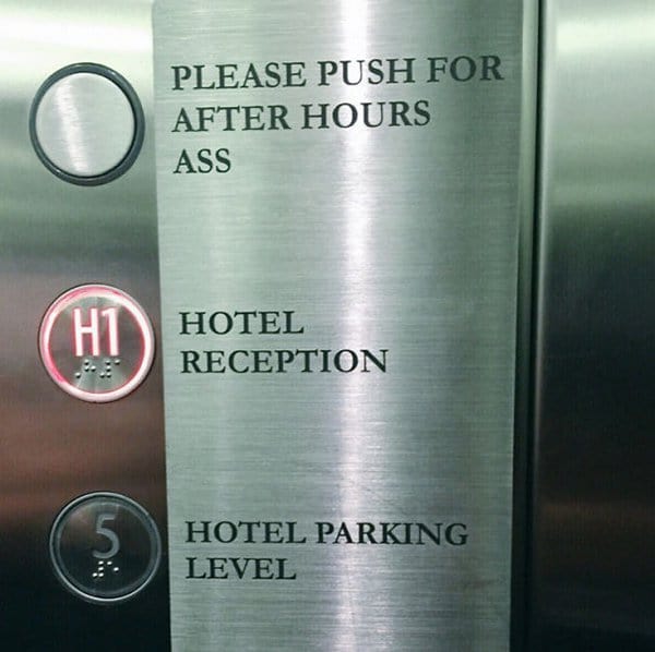 Hotel Fails please push for after hours ass