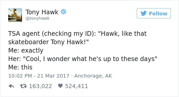 Moments People Didn't Realize Who They Were Talking To tony hawk