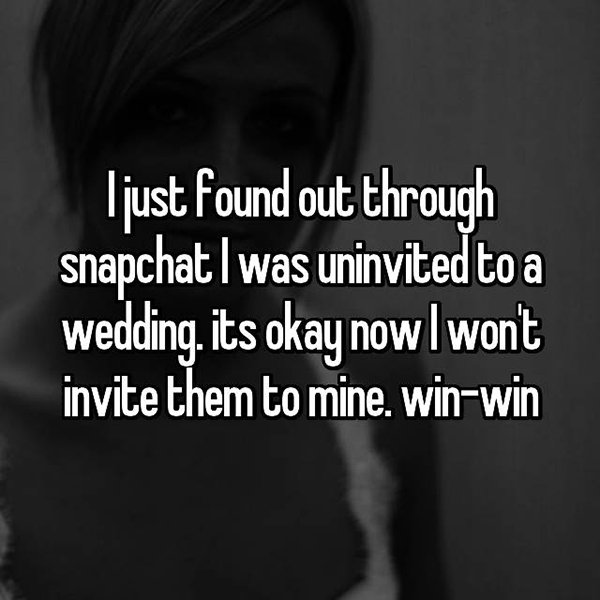 Shocking Reasons People Were Uninvited From Weddings snapchat