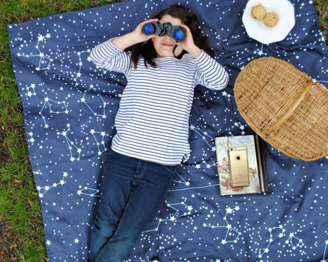 Space Themed Interior Design Ideas constellation blanket