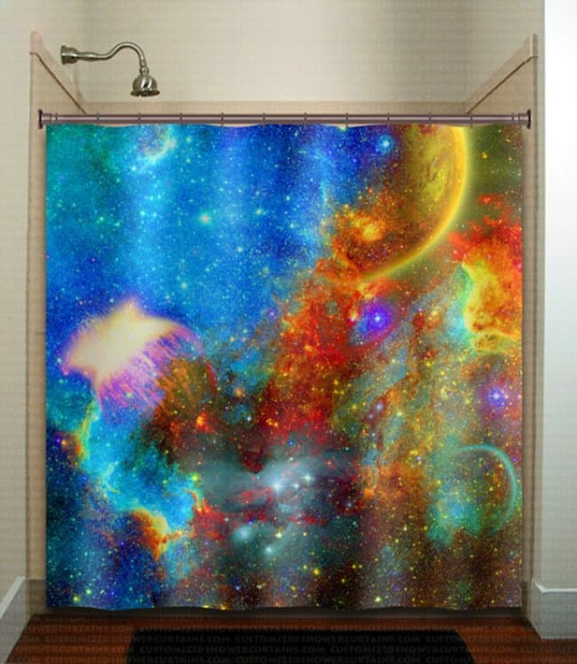 Space Themed Interior Design Ideas nebula shower curtain