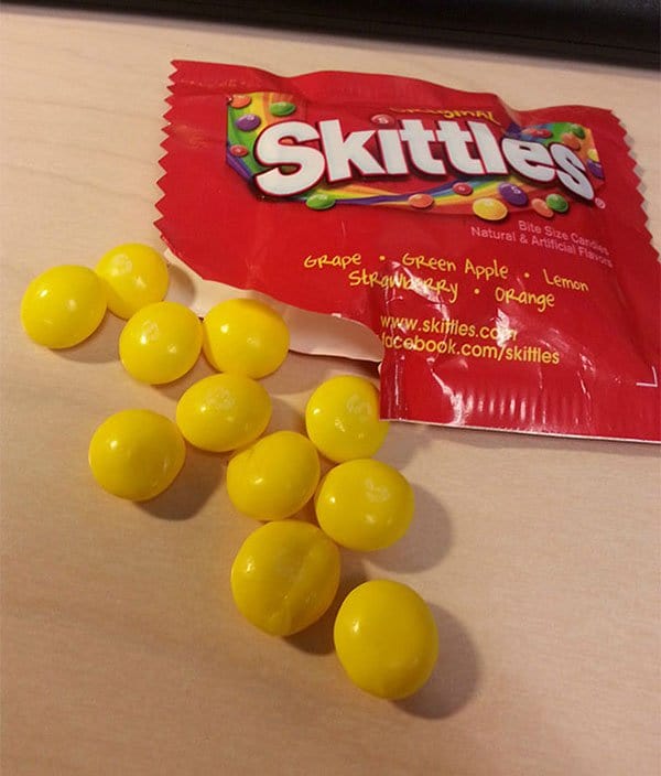 Times People Lost The Food Lottery only yellow skittles