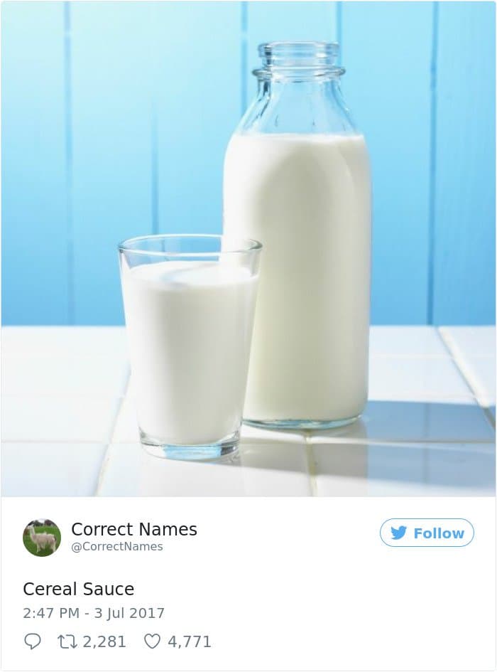 Twitter Account Renames Everyday Objects cereal sauce