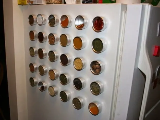 Ways To Organize Your Home magnetic tins on fridge
