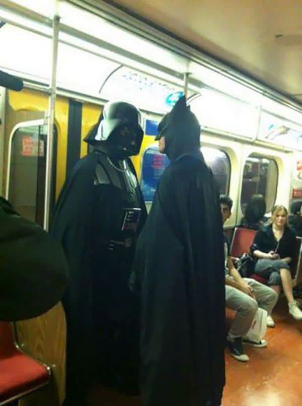 Weirdest People Ever Spotted On The Subway darth vader vs batman