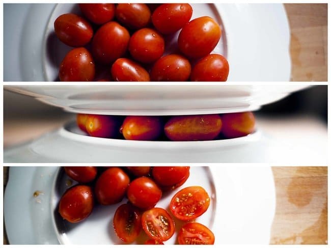 Brilliant Kitchen Tricks cut cherry tomatoes