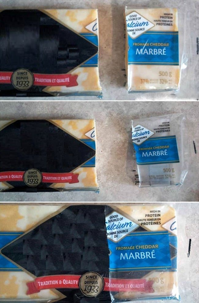 Brilliant Kitchen Tricks cut off cheese packaging