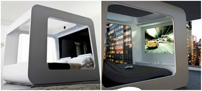 Creative And Comfy Looking Beds built in tv