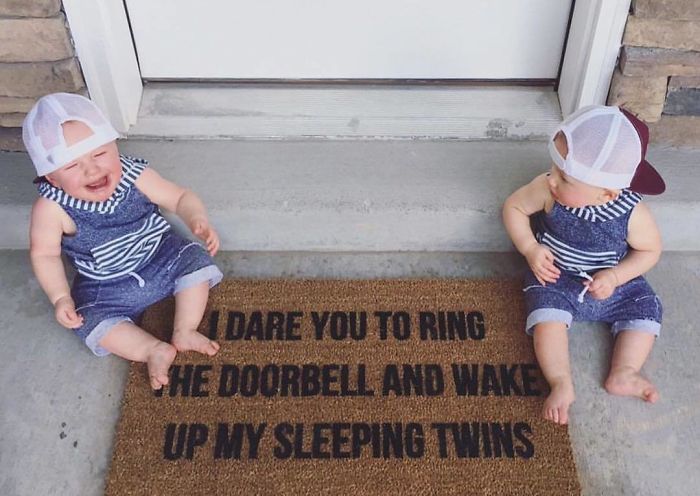 Creative And Hilarious Doormats sleeping twins