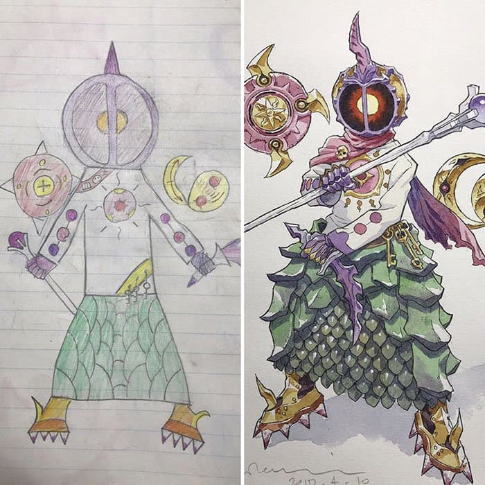 Dad Turns His Son's Drawings Into Anime Characters scales