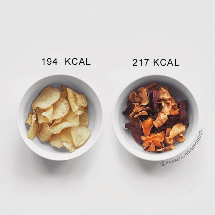 Fitness Blogger Shares Food Comparisons crisps vs vegatable crisps