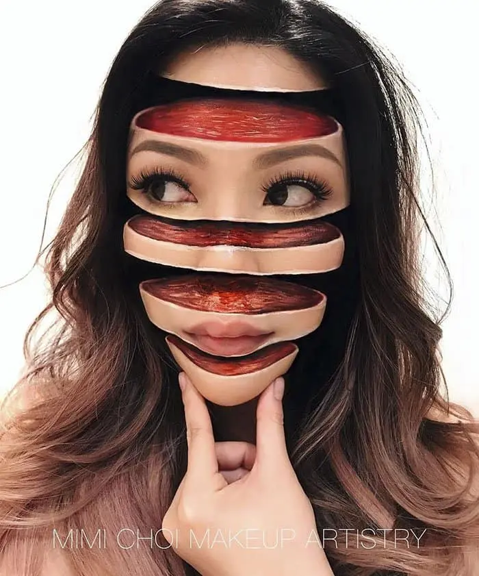 Optical Illusions With Makeup head sliced