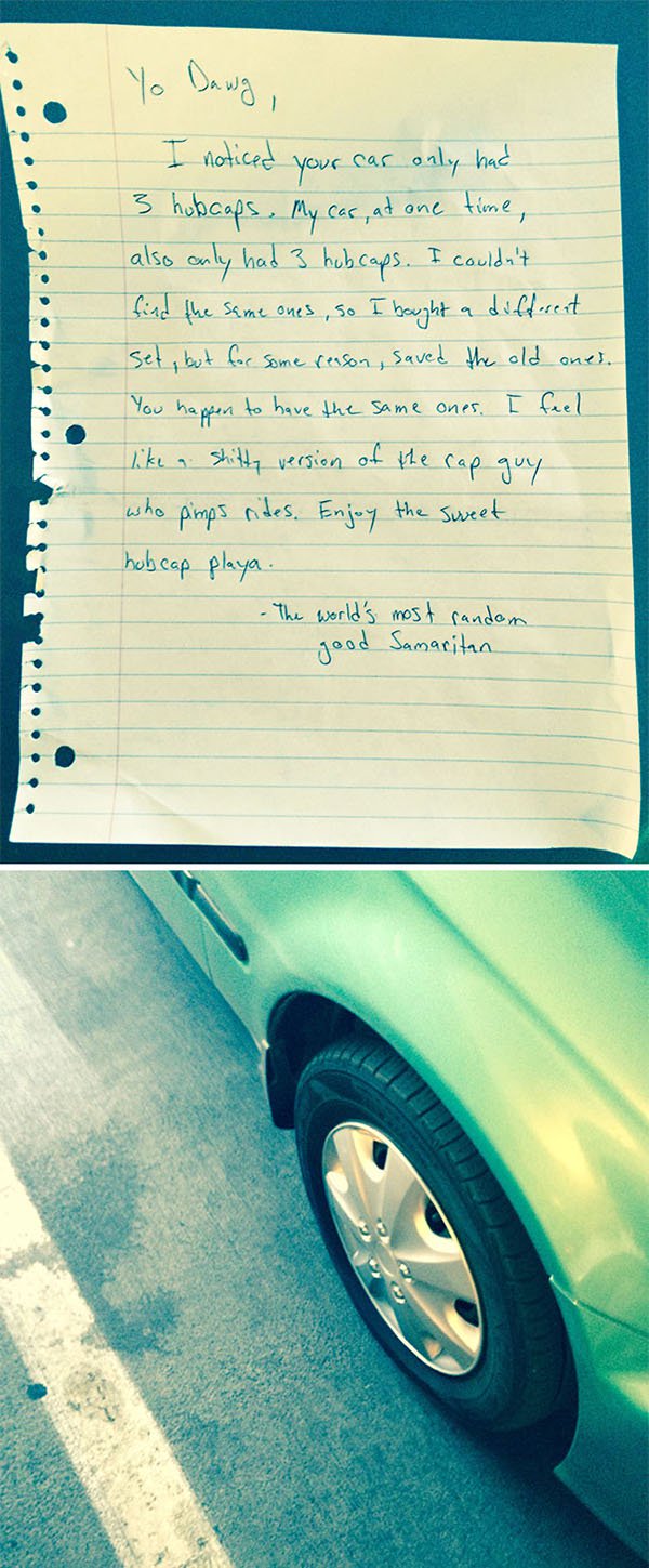 Stories Of People Finding Things hubcap samaritan