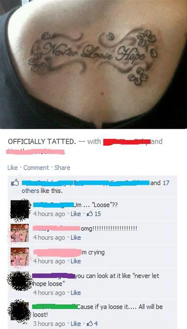 Tattoo Fails never loose hope