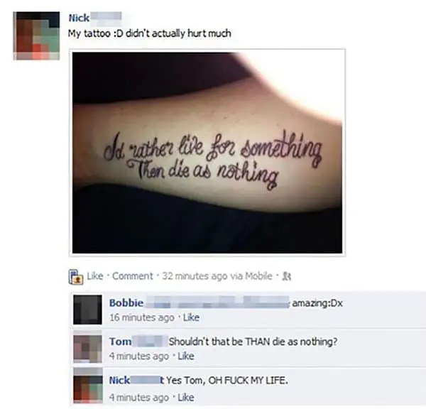 Tattoo Fails then die as nothing