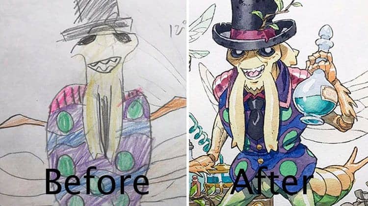dad-turns-his-sons-drawings-into-anime-characters