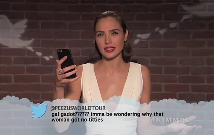 Celebrities Read Mean Tweets About Themselves gal galdot