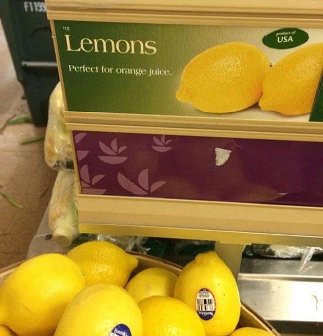 Disappointing Shopping Finds lemons perfect for orange juice