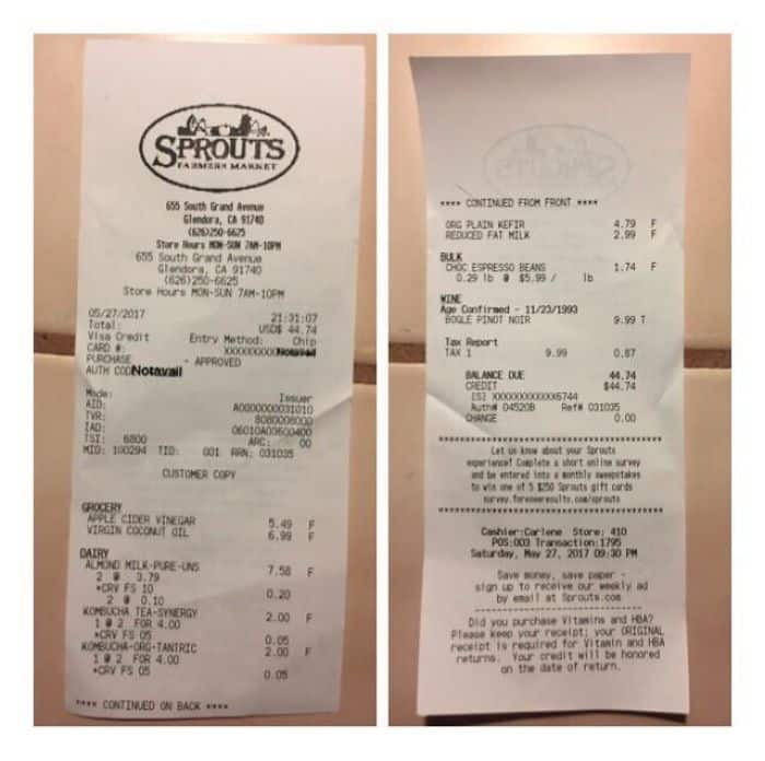 Genius Stores both sides of receipt paper