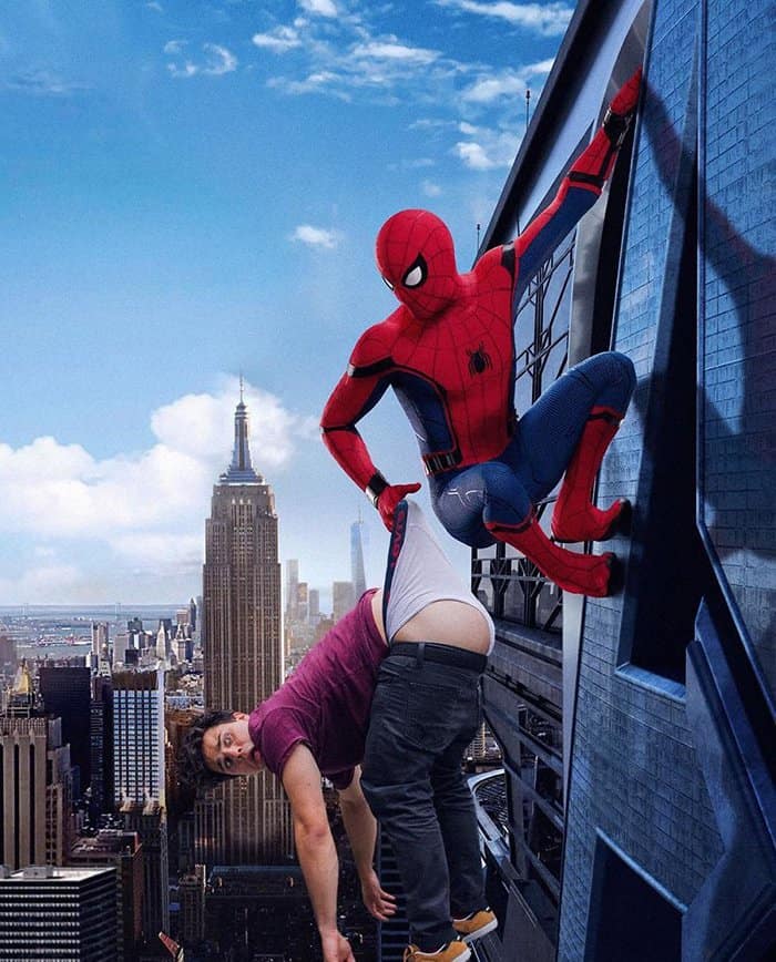 Guy Hilariously Photoshops Himself Into Celebrity Photos spiderman