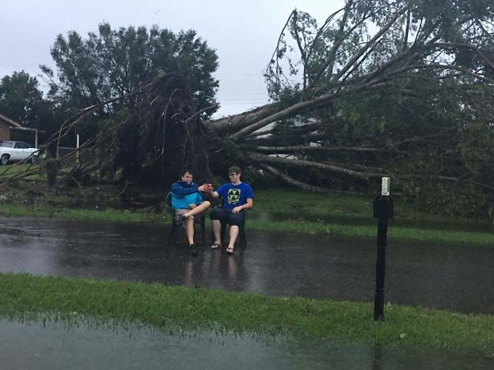 Hurricane Irma drinking in the street