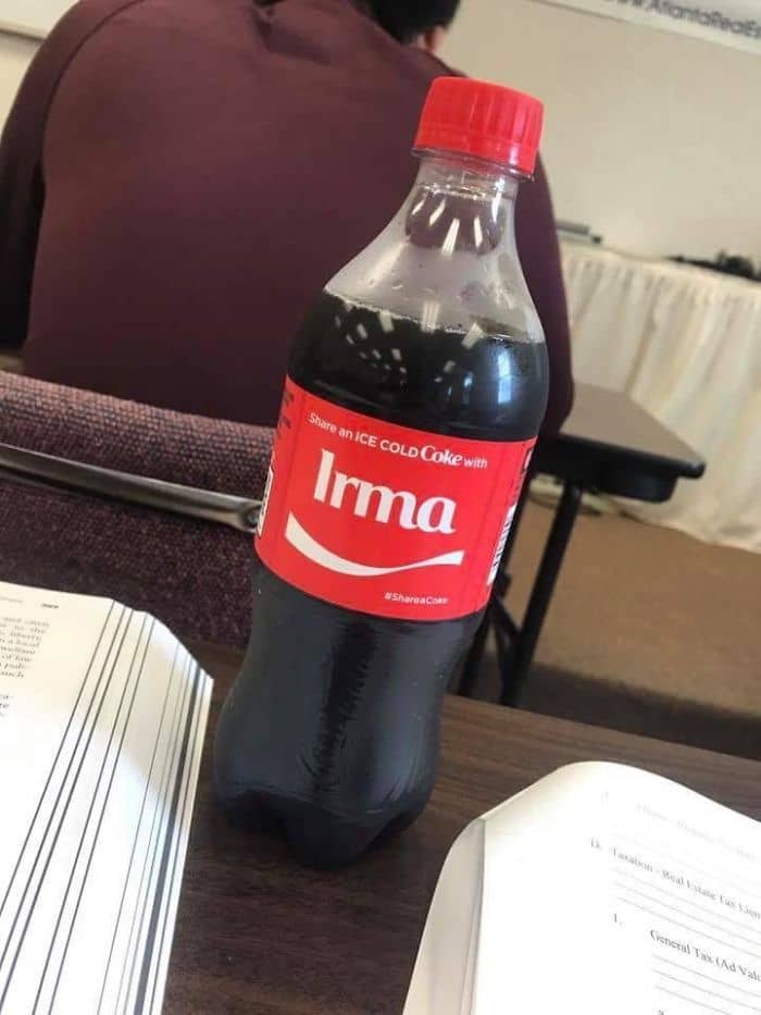 Hurricane Irma share a coke with irma