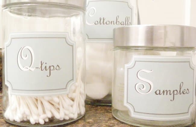 Ideas For Reinventing Your Bathroom Space labelled jars