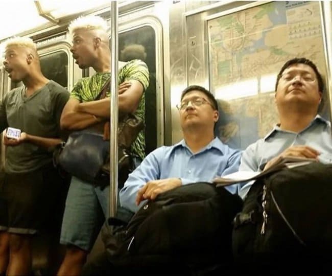 Interesting Photos twins on subway