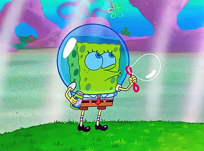 Logic Does Not Exist In Animation spongebob blows bubbles