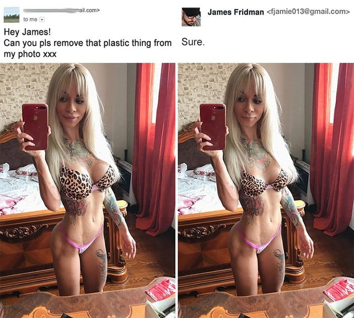 Photoshop Help james fridman remove plastic things