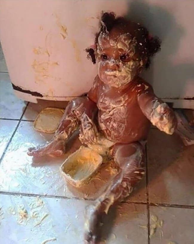 Reasons That Kids Should Never Be Left Alone butter covered baby
