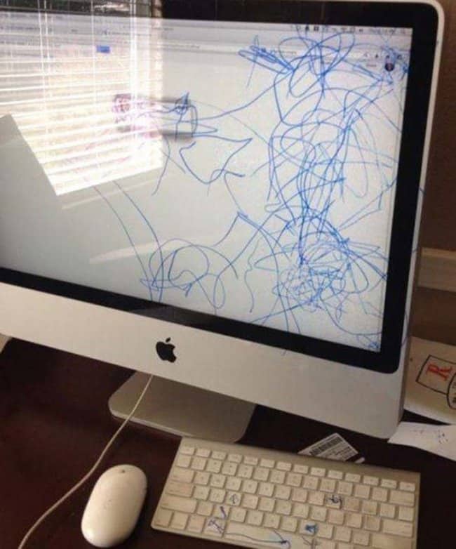 Reasons That Kids Should Never Be Left Alone felt tip pen apple monitor