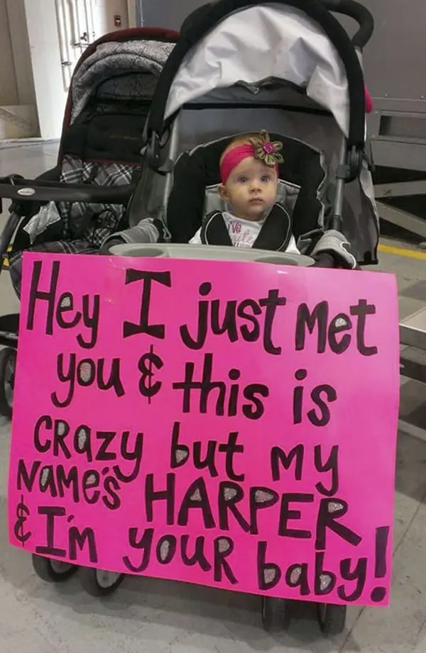 Airport Pick Up Signs hey i just met you